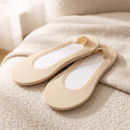CloudSteppy beige invisible socks flatlay on white background