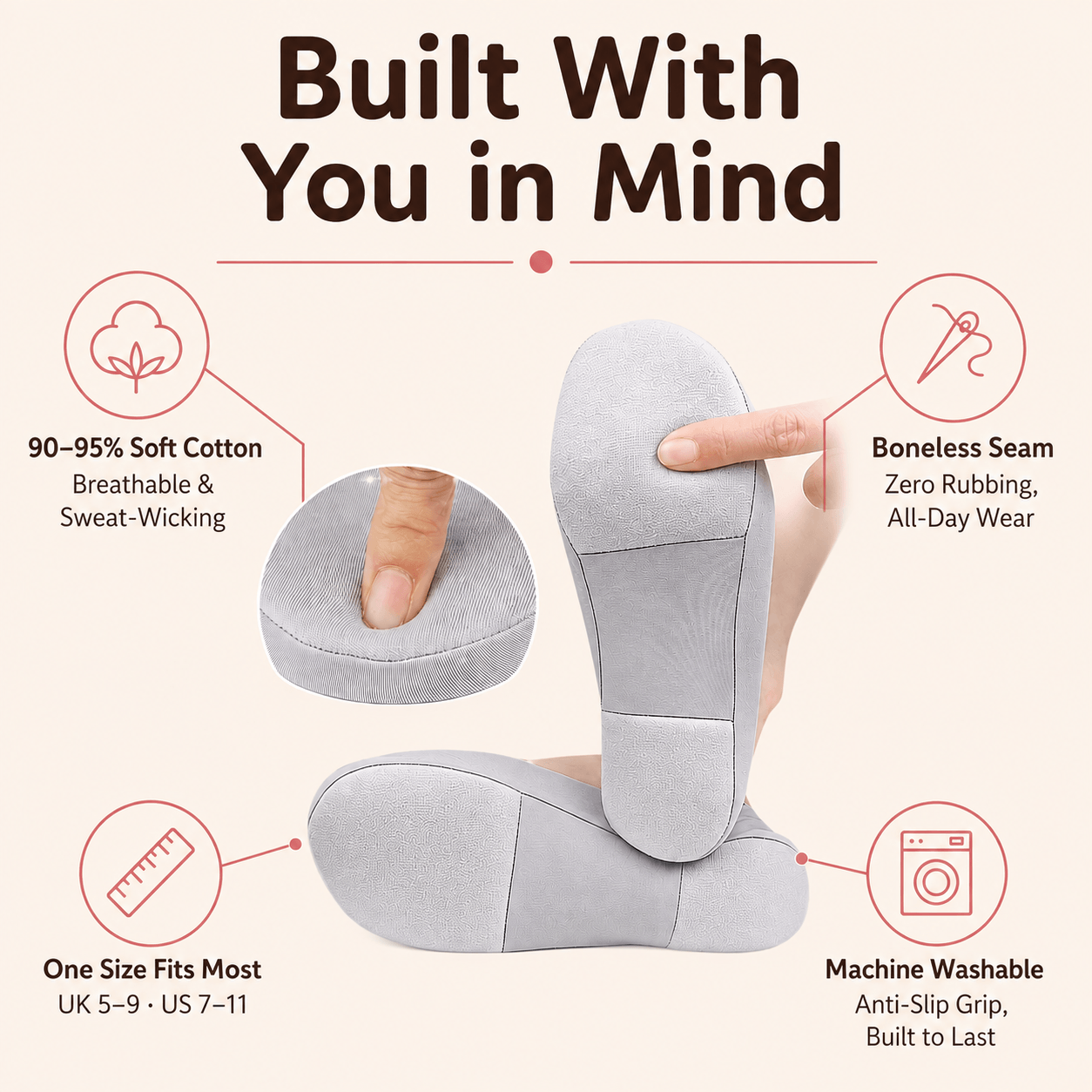 CloudSteppy™ Invisible Comfort Socks, 3 Pack